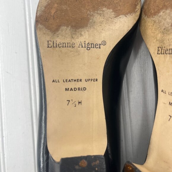 Etienne Aigner Vintage Leather block Heels Black Women's size 7.5 W wide Madrid - Picture 5 of 6